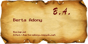 Berta Adony névjegykártya